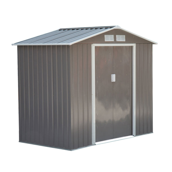 Metalen Tuinhuis met Schuifdeuren en Ventilatie – 213×127×185 cm – Grijs