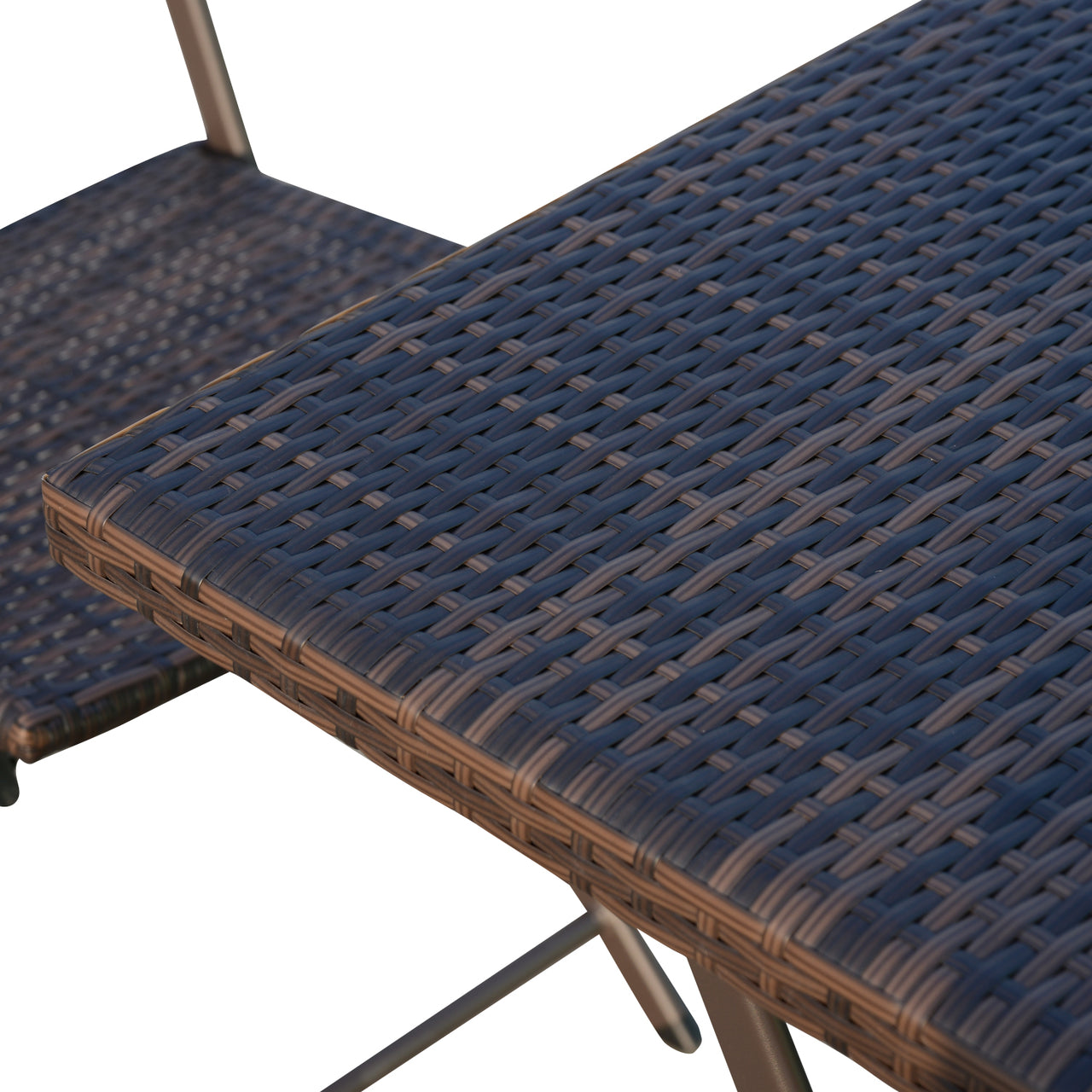 Inklapbare 3-delige Bistroset van Poly Rattan – Bruin