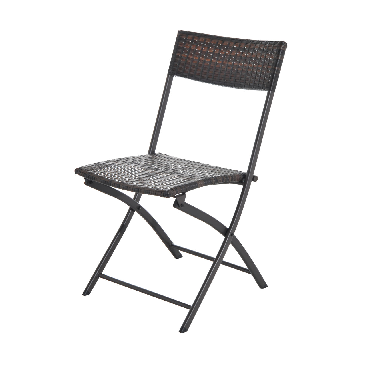Inklapbare 3-delige Bistroset van Poly Rattan – Bruin