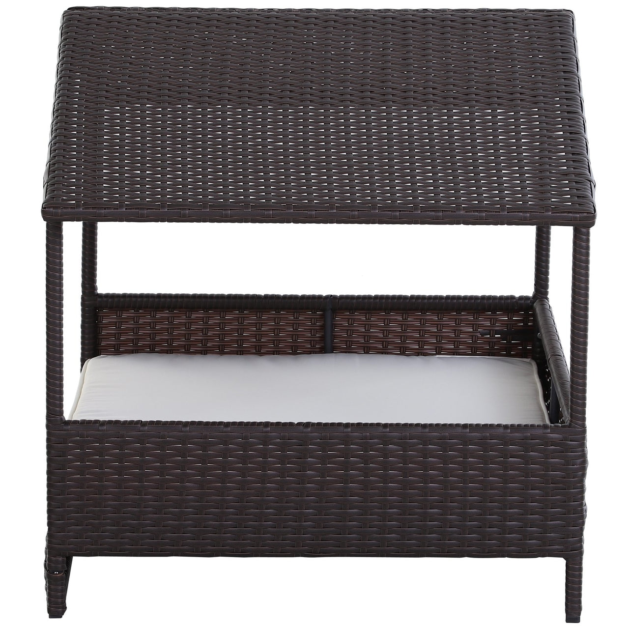 Weerbestendig Hondenbed van Polyrattan – Bruin/Beige – 95×69×70 cm