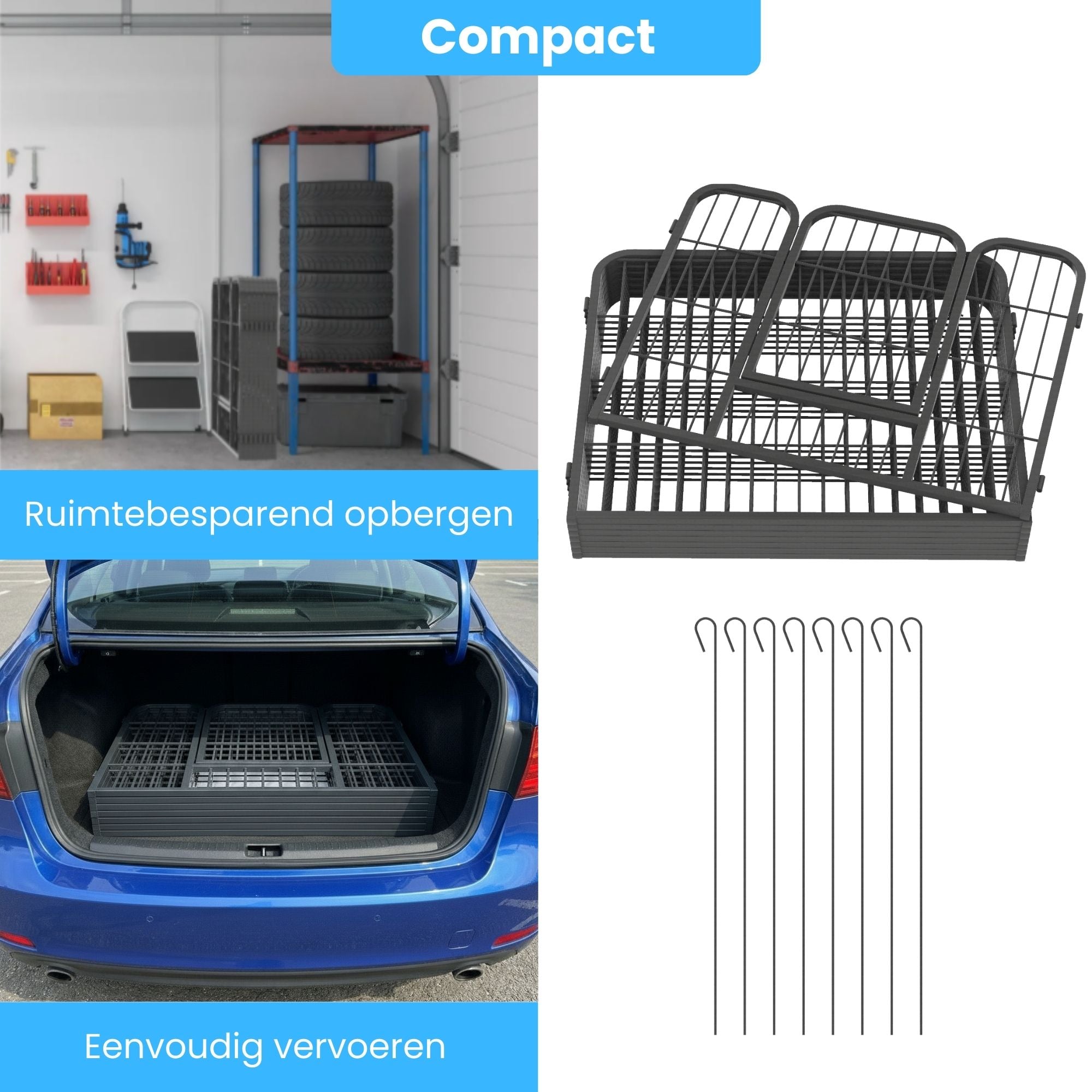Ruime stalen puppyren van 60 cm hoog L – ideaal als compacte en makkelijk te vervoeren hondenren of kennel | Zenzee