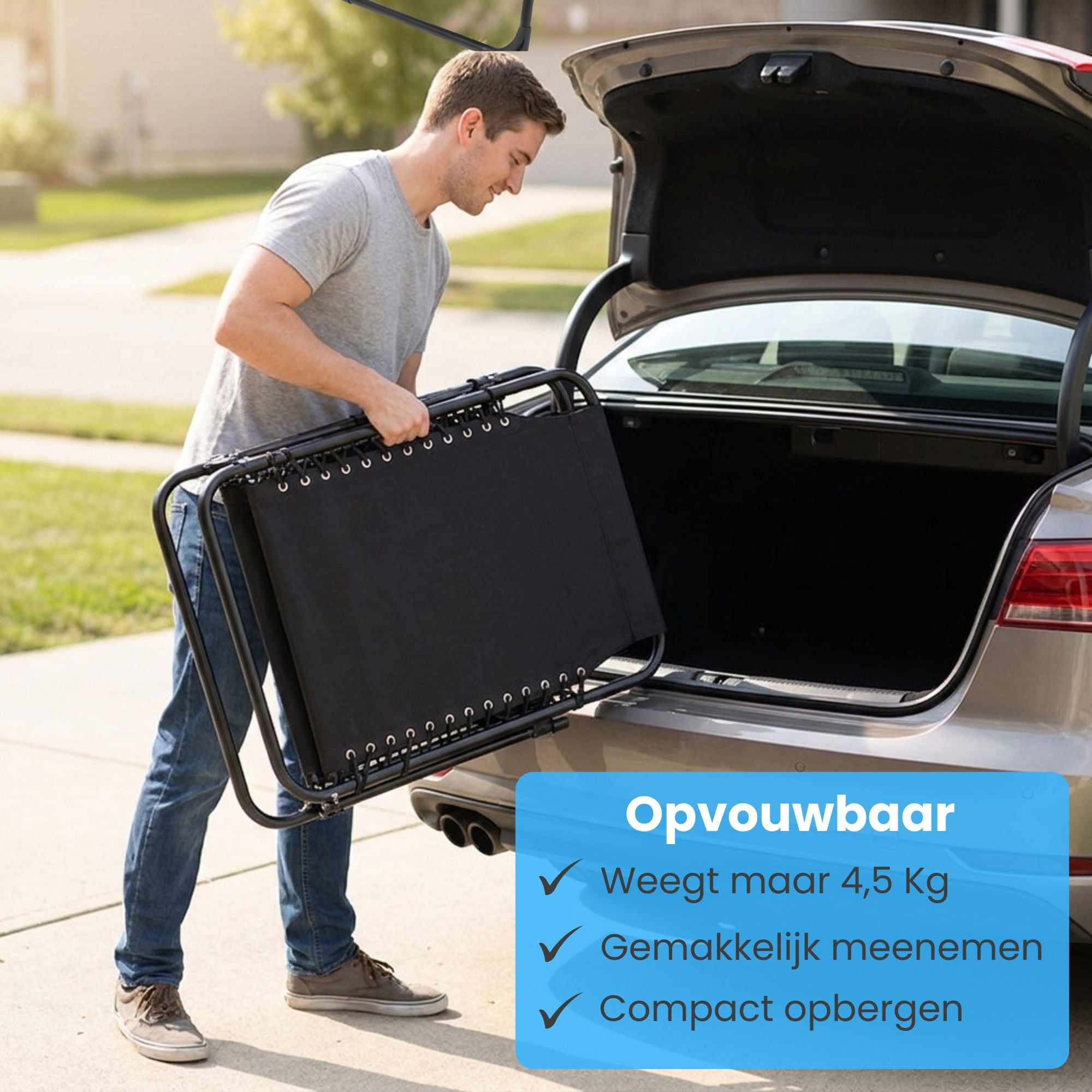 Opvouwbaar ligbed 58x189x33 cm, Zwart textileen en 120 kg draagkracht
