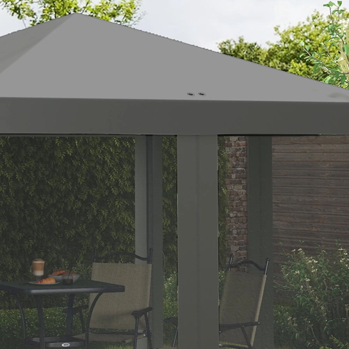 Easy-up partytent grijs 3x3 m met draagtas en stalen frame