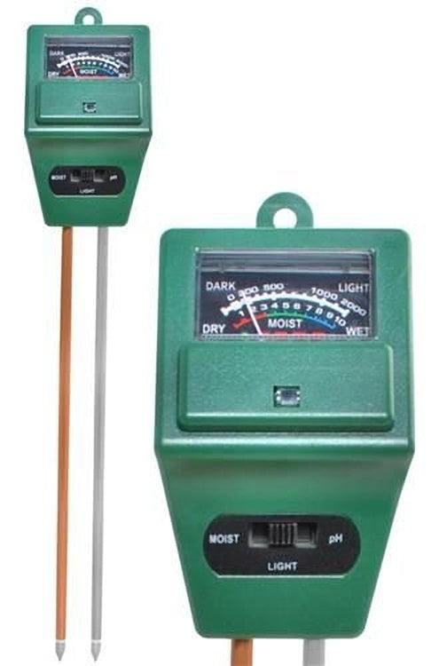 3-in-1 bodemtester voor vocht, pH en licht – ideaal voor tuin, kas of kamerplanten