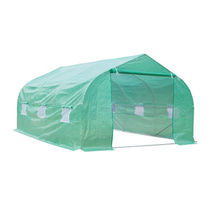 Tunnelkas L van 4,5 x 3 x 2 m – Groene foliekas voor buitengebruik met frame en ventilatieramen voor plantenbescherming