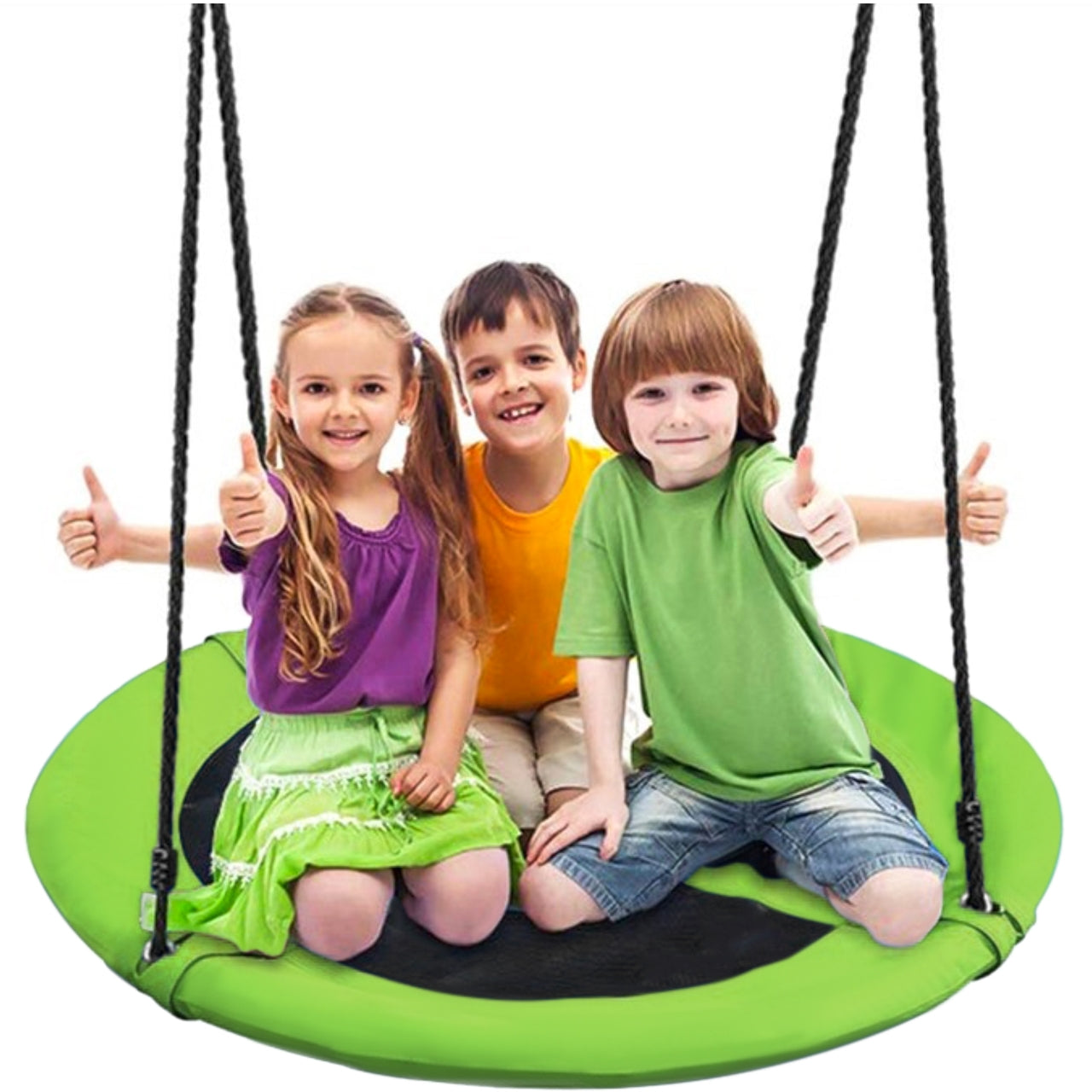 Nestschommel Ø100 cm voor Kinderen – Groen/Zwart – Tot 120