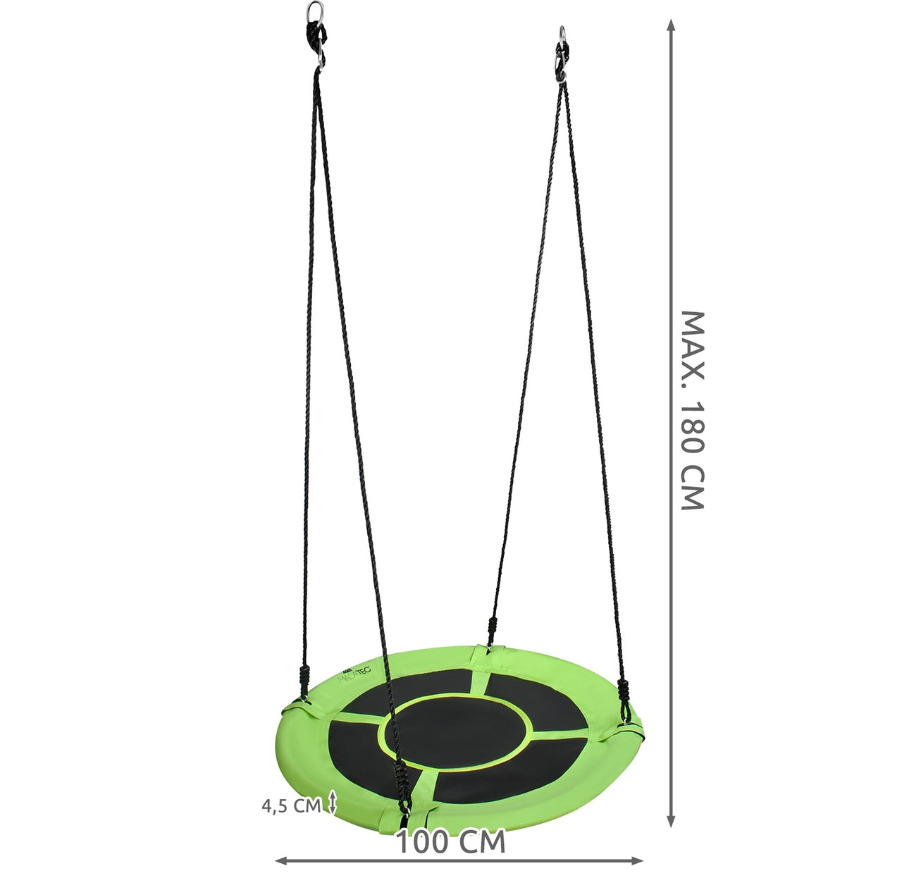 Nestschommel Ø100 cm voor Kinderen – Groen/Zwart – Tot 120