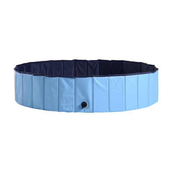 Opvouwbaar blauw hondenzwembad – Ø 140 x 30 cm, ideaal voor warme dagen