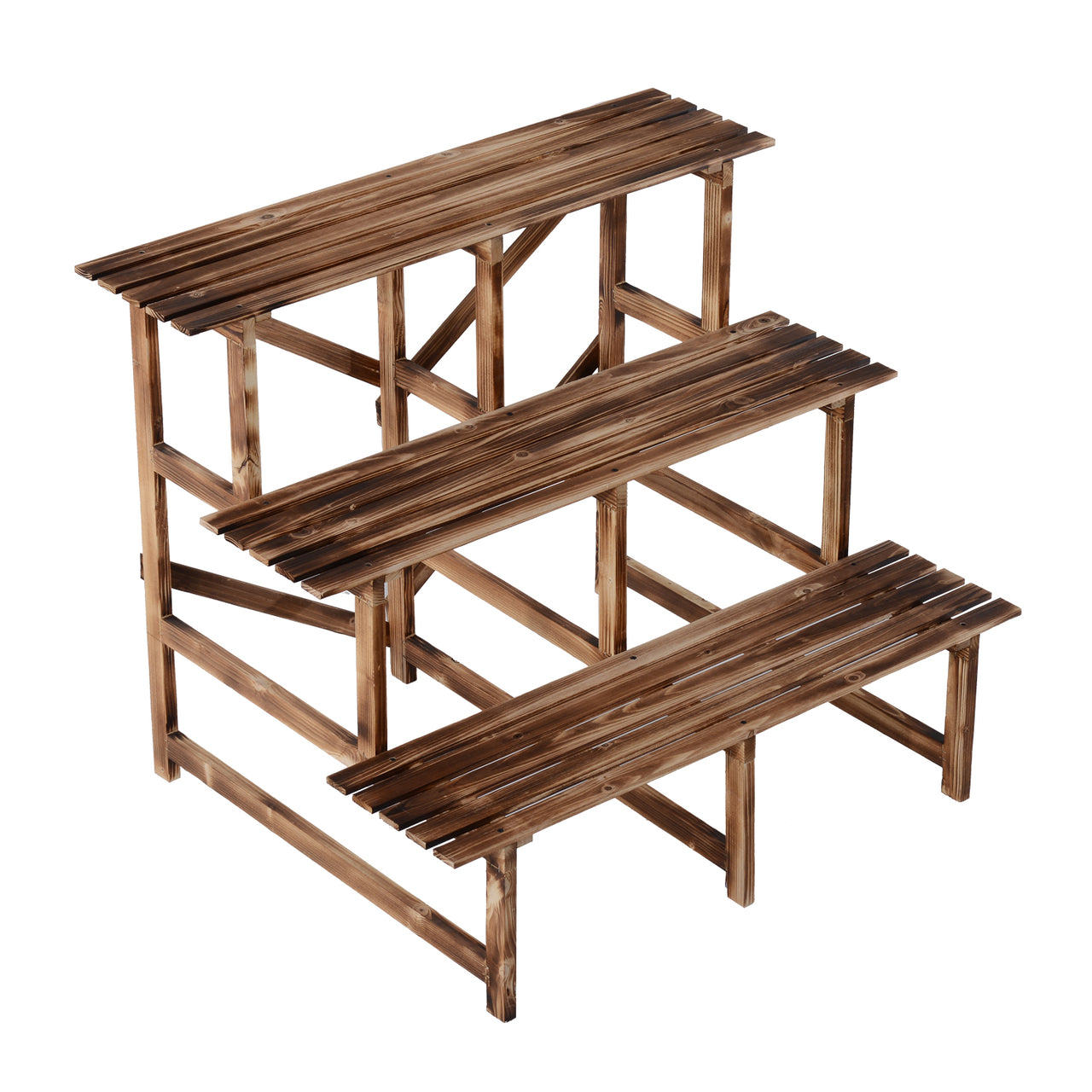 Plantenrek 3-laags dennenhout 100 x 40 x 120 cm