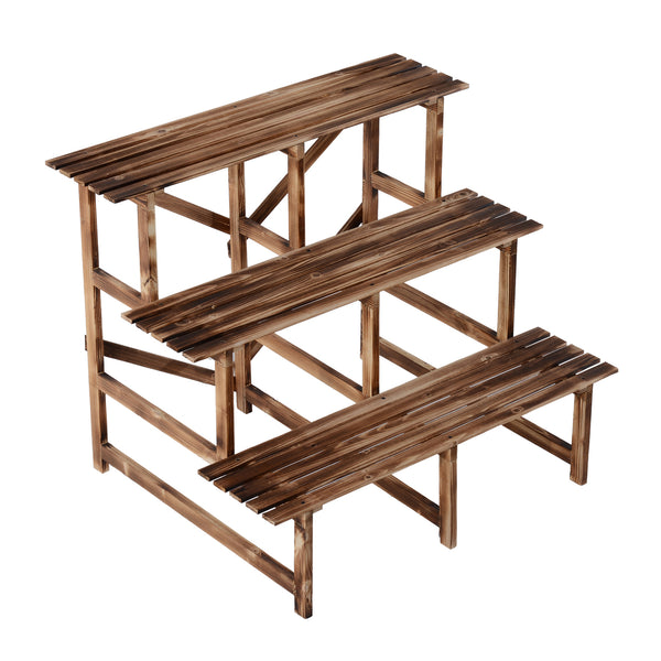 Plantenrek 3-laags dennenhout 100 x 40 x 120 cm