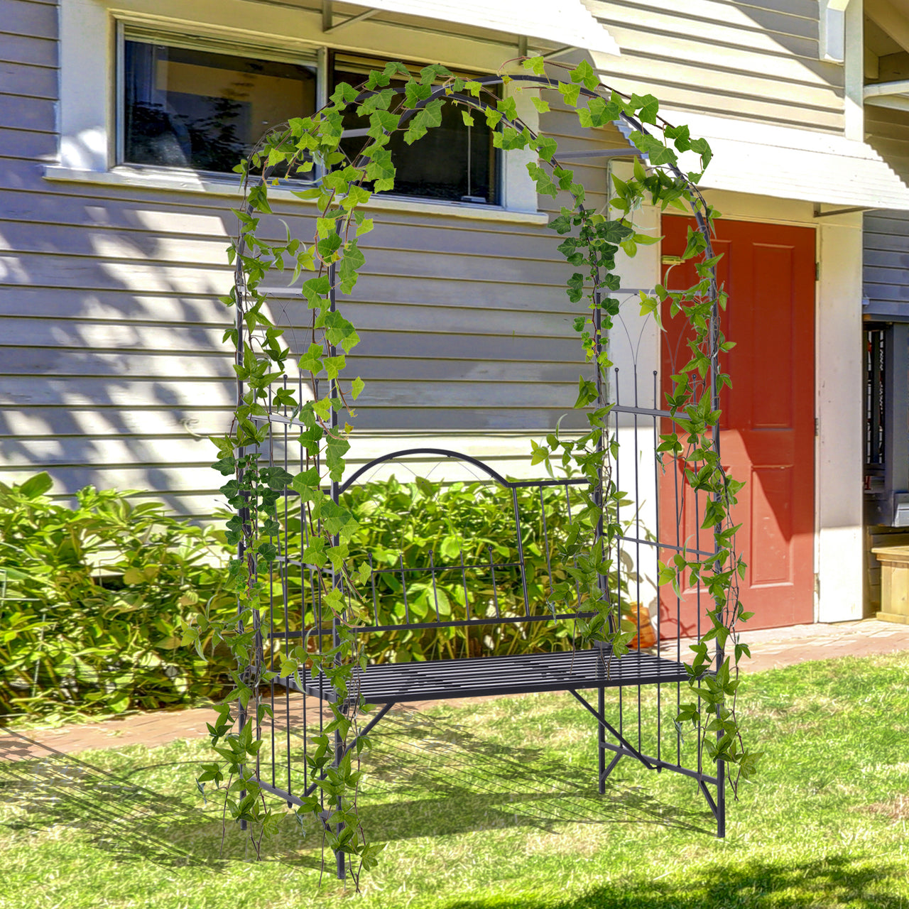 Tuinbank met rozenboog 115 x 59 x 203 cm