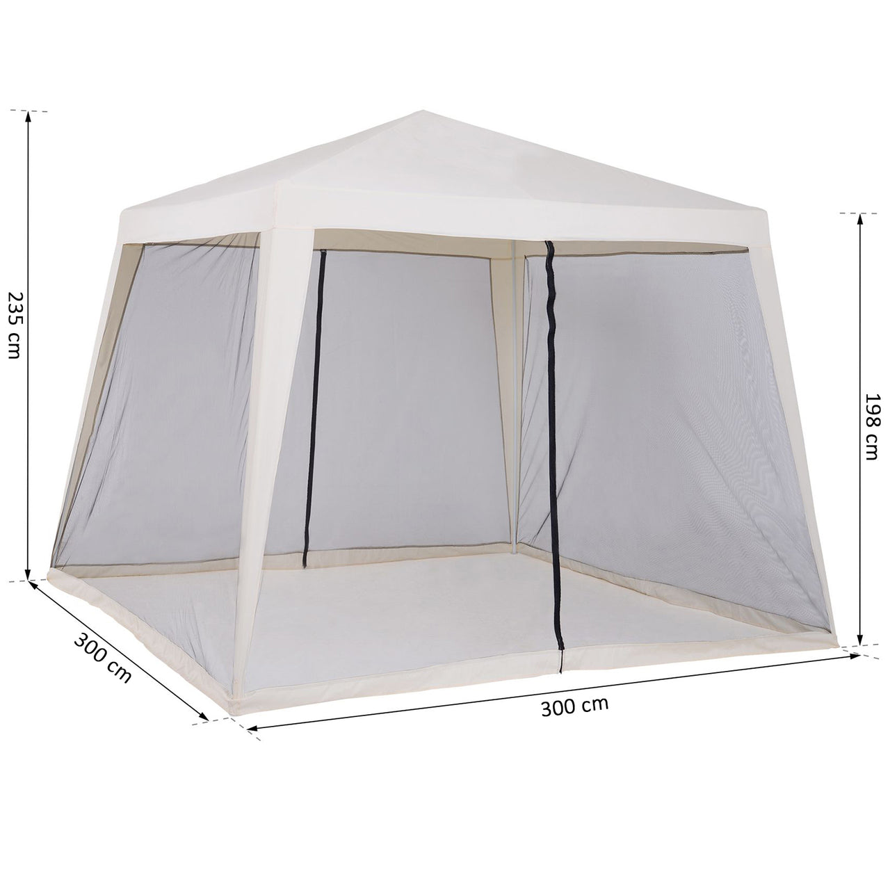 Tuinpaviljoen 3 x 3 m met muggengaas - Beige