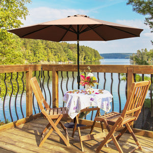 Parasol Ø300 cm met knikfunctie en handslinger - Bruin, ideaal voor tuin, terras en bescherming tegen de zon