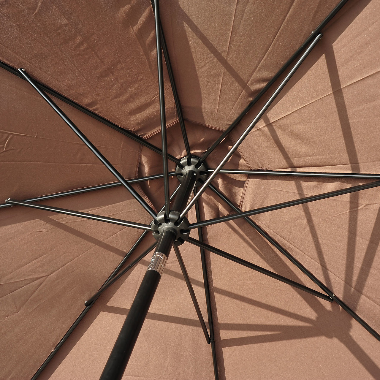 Parasol Ø300 cm met knikfunctie en handslinger - Bruin