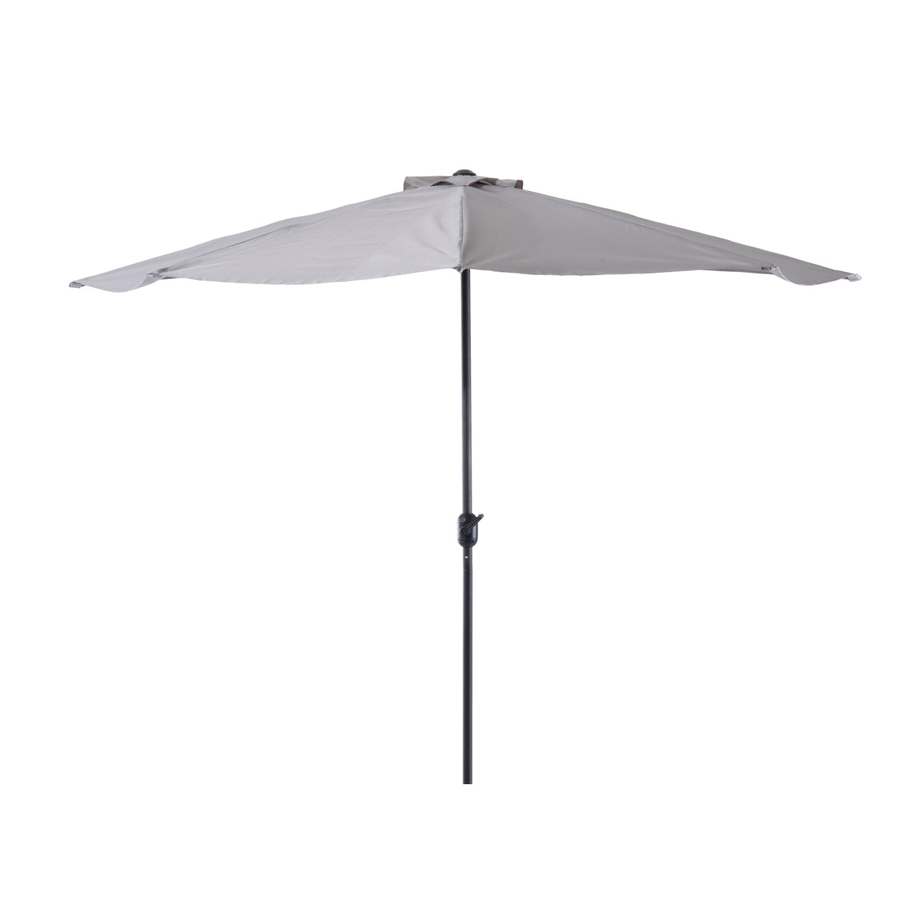 Halfronde balkonparasol met handslinger grijs 150 cm
