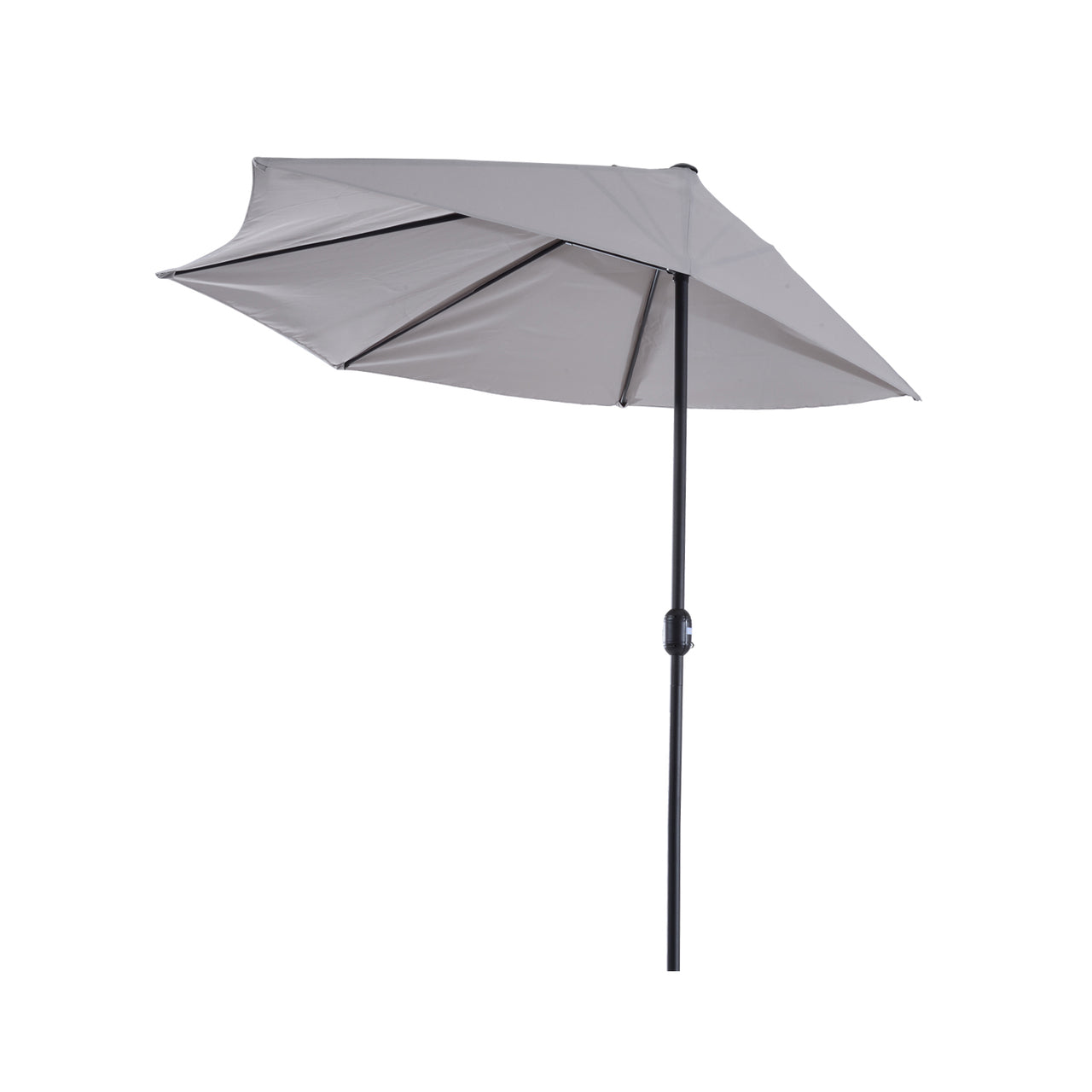 Halfronde balkonparasol met handslinger grijs 150 cm