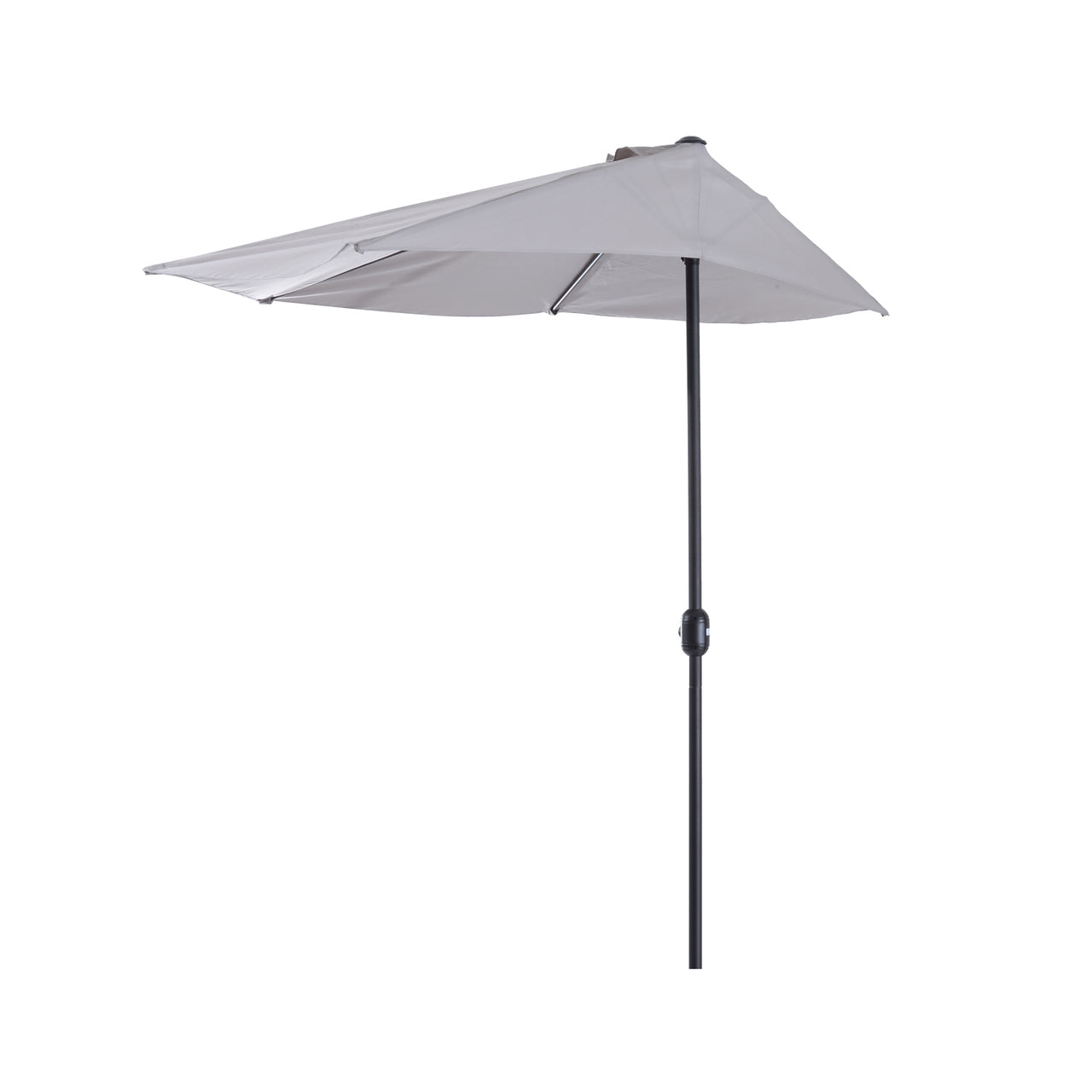 Halfronde balkonparasol met handslinger grijs 150 cm