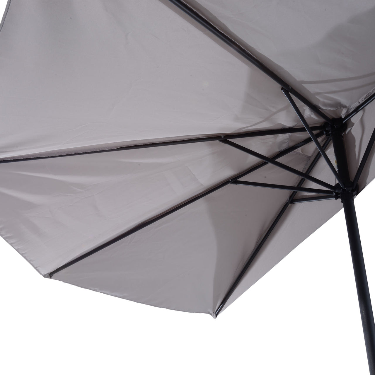 Halfronde balkonparasol met handslinger grijs 150 cm