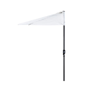 Halfronde balkonparasol met handslinger crèmewit 150 cm – ruimtebesparend en eenvoudig te bedienen voor optimale zonbescherming