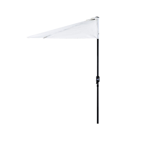 Halfronde balkonparasol met handslinger crèmewit 150 cm