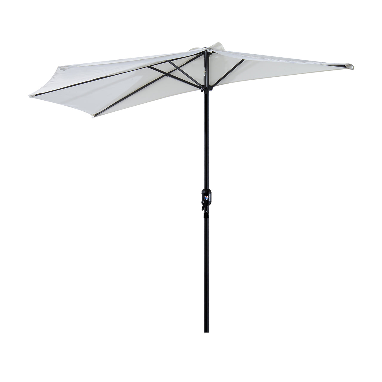 Halfronde balkonparasol met handslinger crèmewit 150 cm