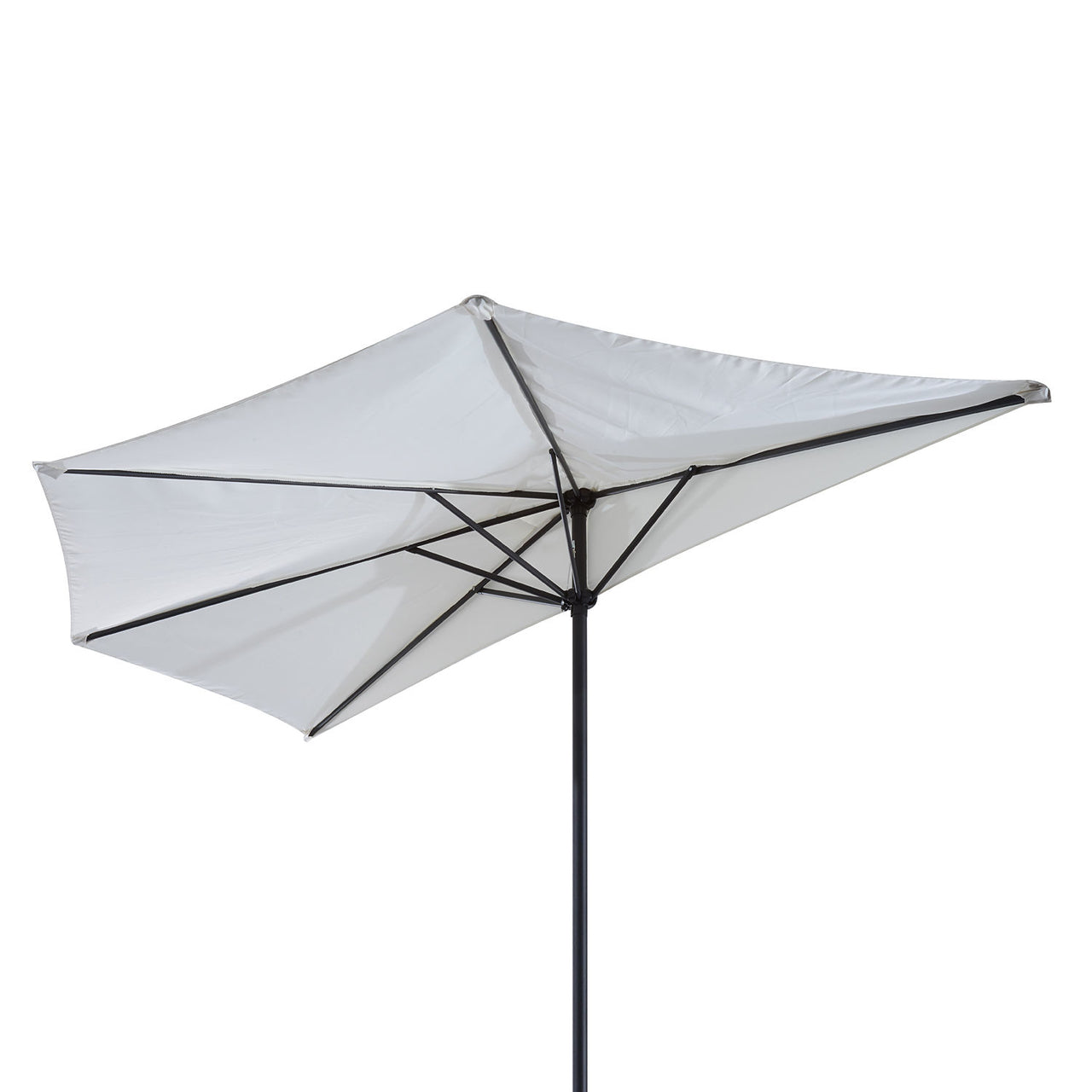 Halfronde balkonparasol met handslinger crèmewit 150 cm