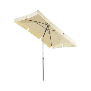 Rechthoekige balkonparasol met knikfunctie in cremewit 200x125 met stevige metalen constructie voor buitengebruik