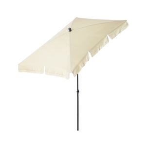 Rechthoekige balkonparasol met knikfunctie in cremewit 200x125 met stabiele metalen constructie voor balkon en terras
