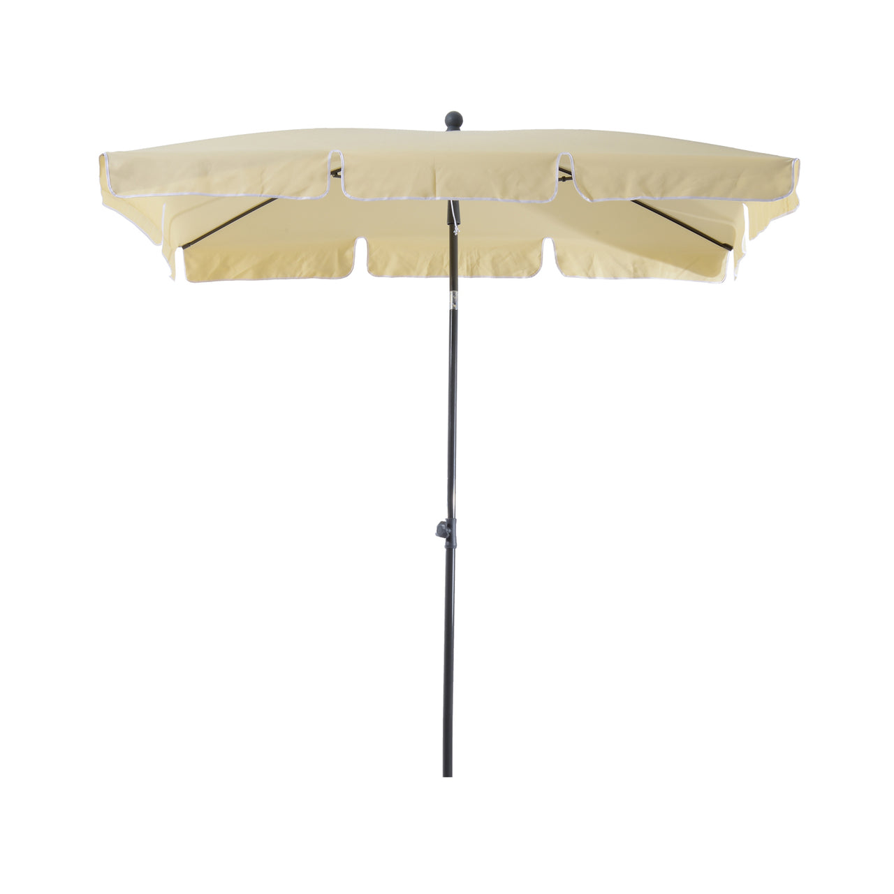 Rechthoekige balkonparasol met knikfunctie in cremewit 200x125