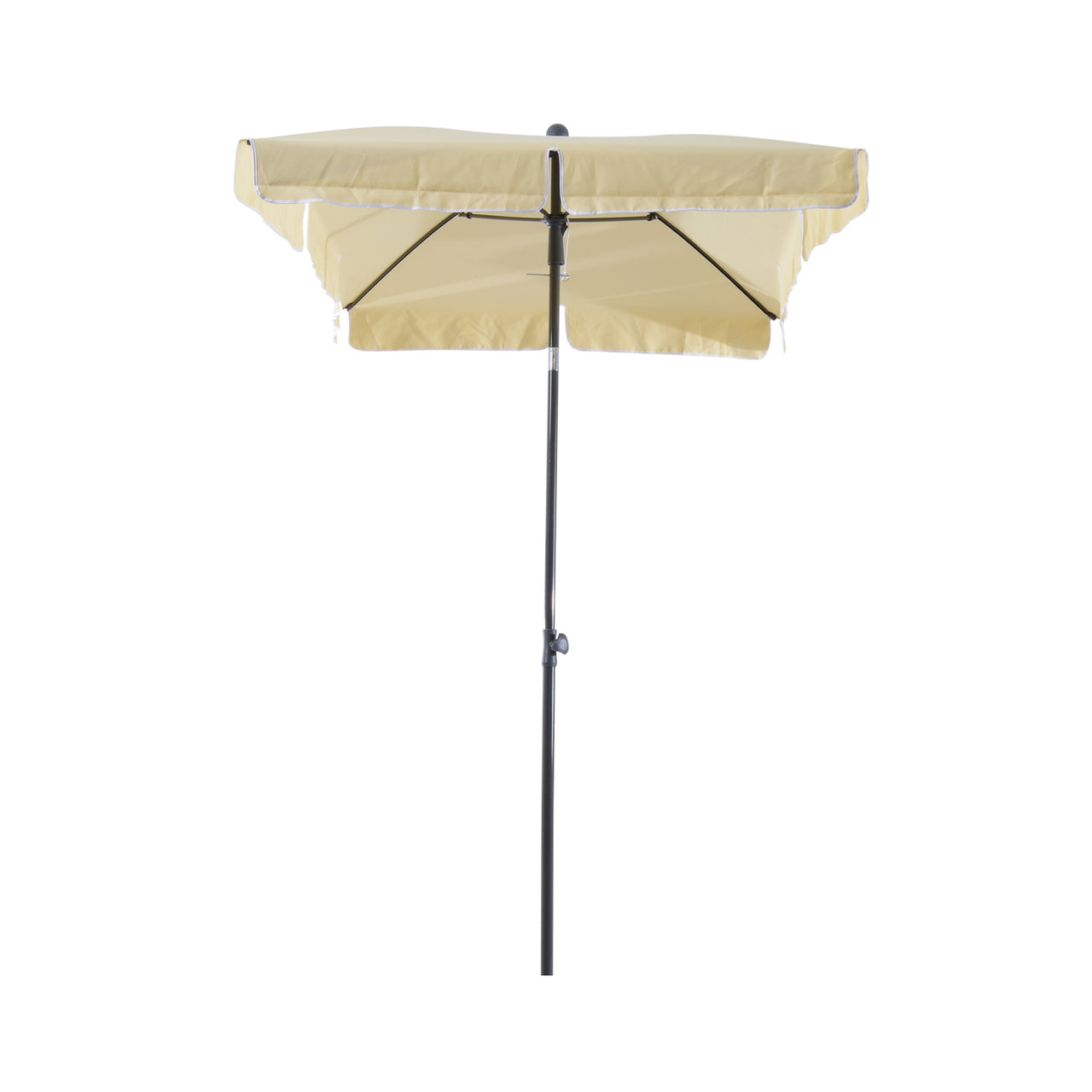 Rechthoekige balkonparasol met knikfunctie in cremewit 200x125