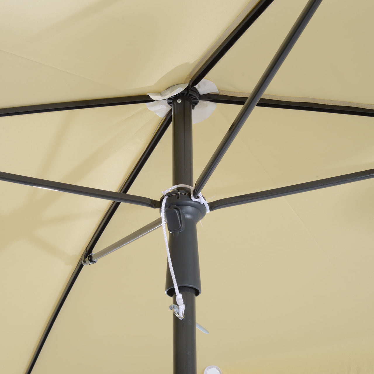 Rechthoekige balkonparasol met knikfunctie in cremewit 200x125