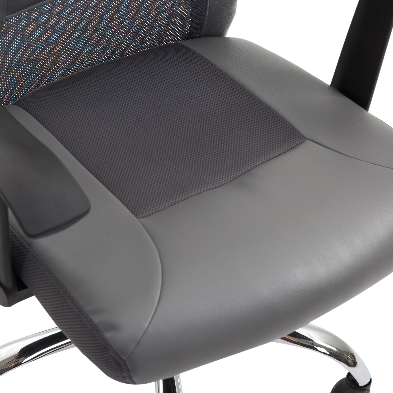 Ergonomische bureaustoel met hoofdkussen (grijs kunstleer)