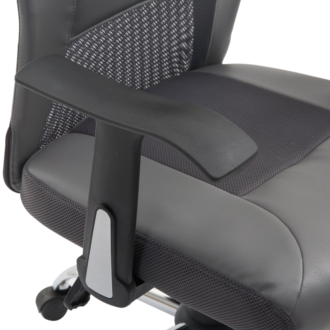 Ergonomische bureaustoel met hoofdkussen (grijs kunstleer)