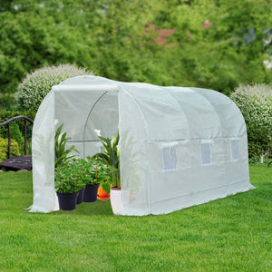 Foliekas L 4,5 x 2,0 x 2,0 m transparant als tuinkas met stevige kunststof frame en beschermhoes voor plantengroei