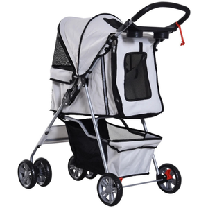 Hondenbuggy opvouwbaar grijs 75x45 cm – veilig hondenvervoer met stevig frame en ventilatienetten voor comfortabel transport