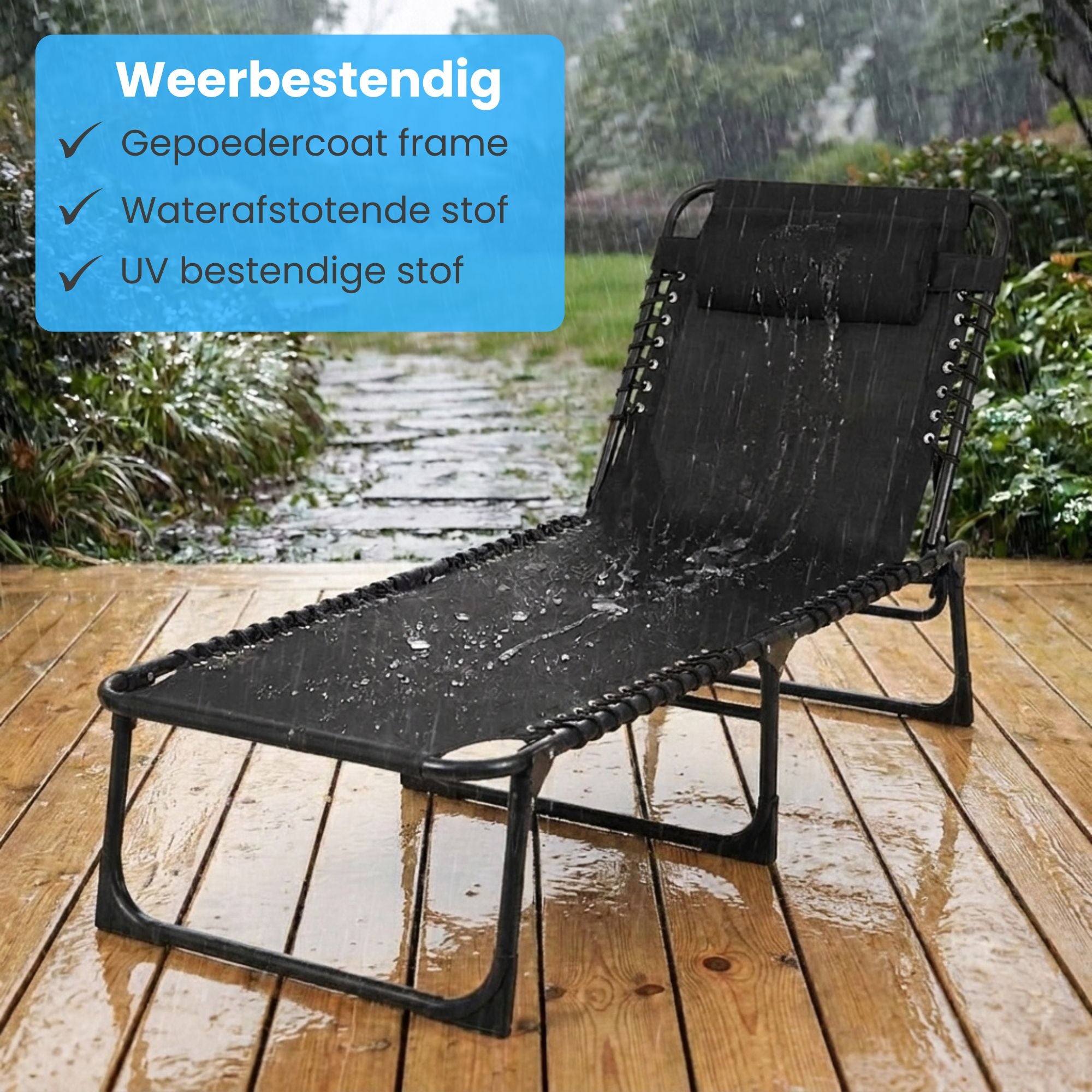 Opvouwbaar ligbed 58x189x33 cm, Zwart textileen en 120 kg draagkracht