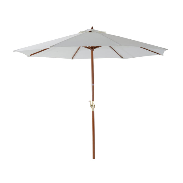 Crèmekleurige achthoekige parasol van 270 cm – bamboe en handslingerbediening