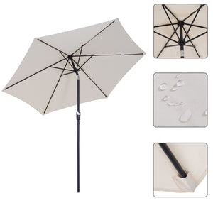 Crèmekleurige knikbare balkonparasol 270 cm – met handslingerbediening en waterafstotende polyester hoes