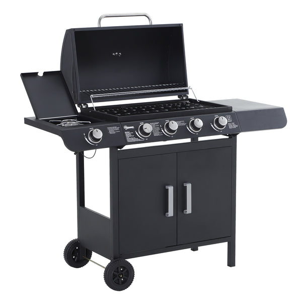 Gasbarbecue BBQ grill 5 branders zwart