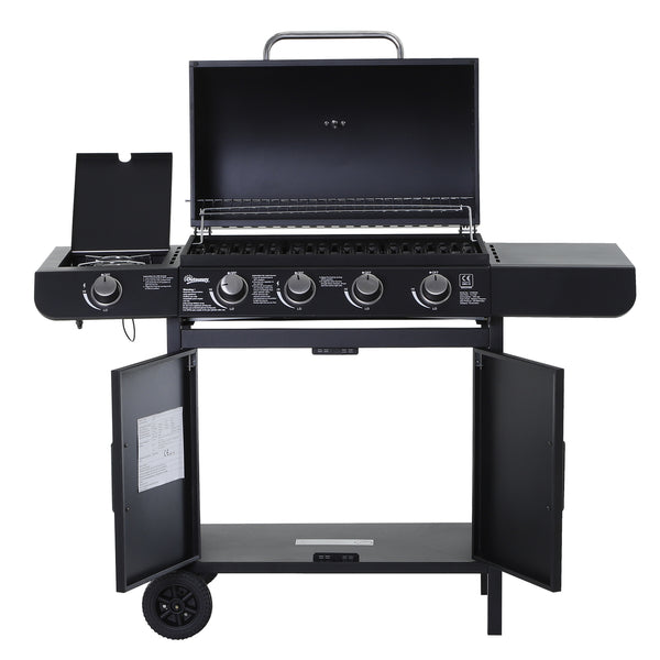 Gasbarbecue BBQ grill 5 branders zwart