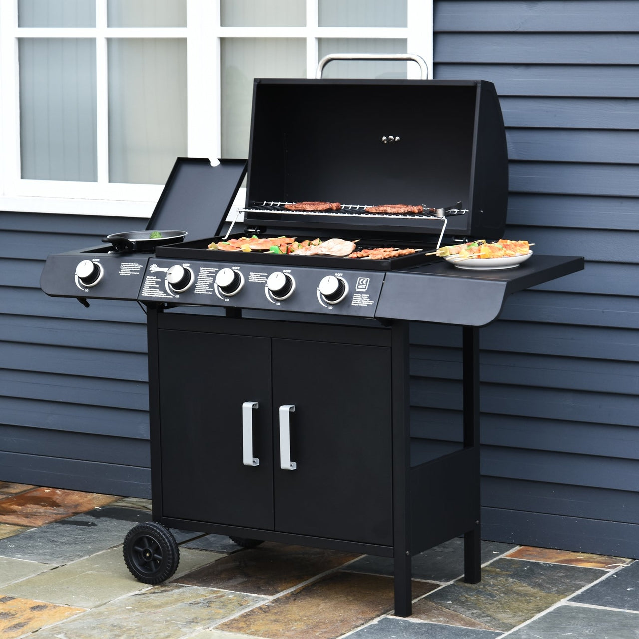 Gasbarbecue BBQ grill 5 branders zwart