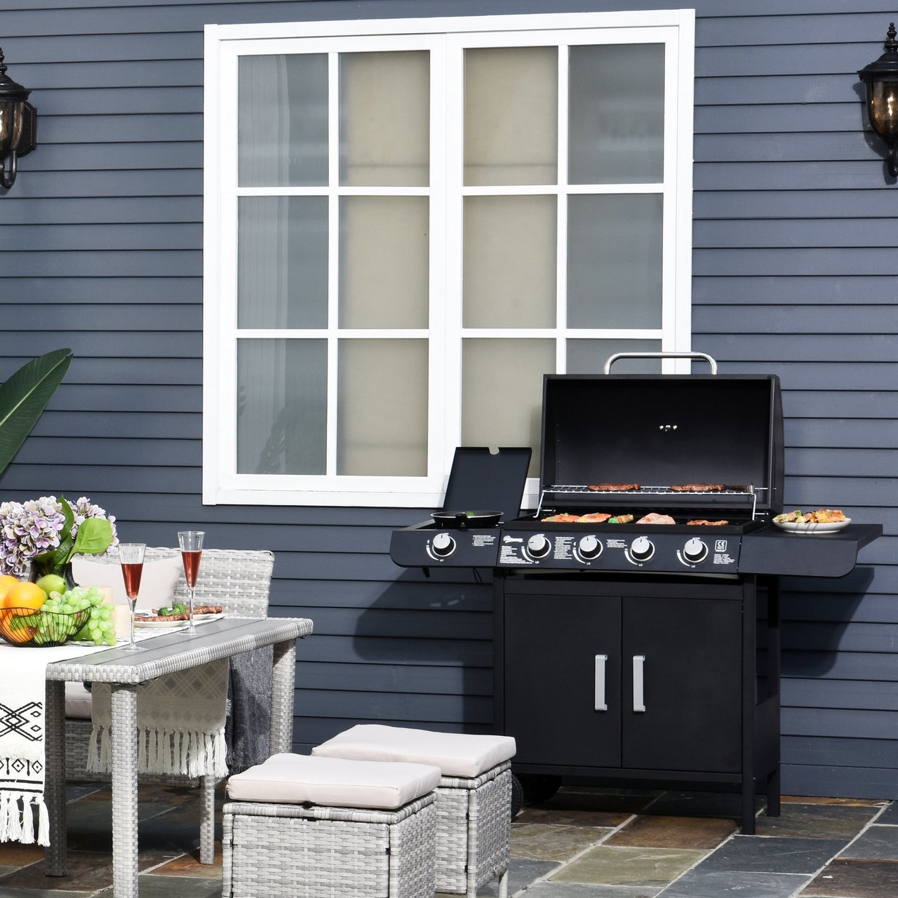 Gasbarbecue BBQ grill 5 branders zwart
