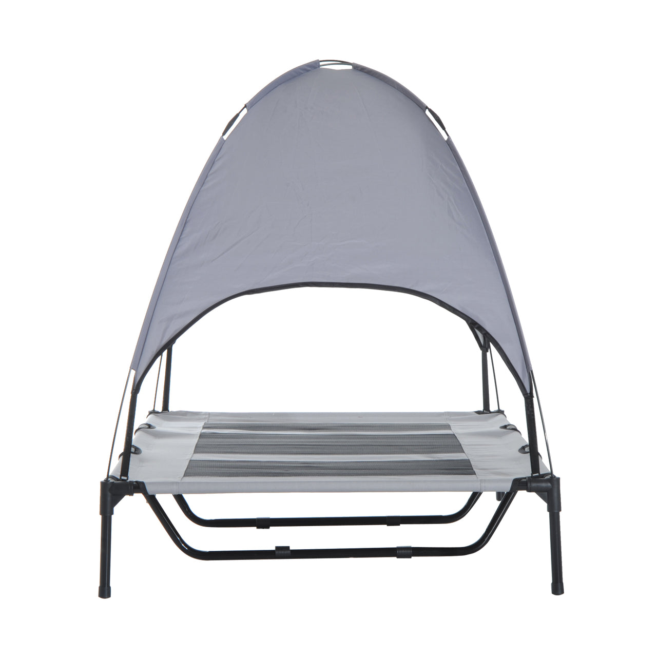 Verhoogd Hondenligbed met Zonnedak – 110×68 cm – Grijs | Zenzee