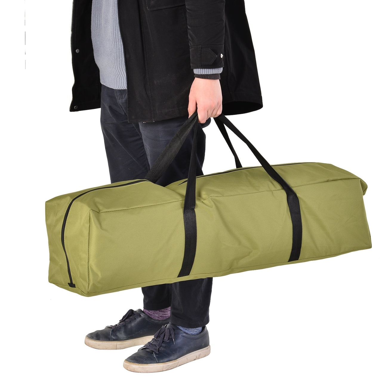 Kampeerbed met matras slaapzak tent groen opvouwbaar 193x78x118 cm