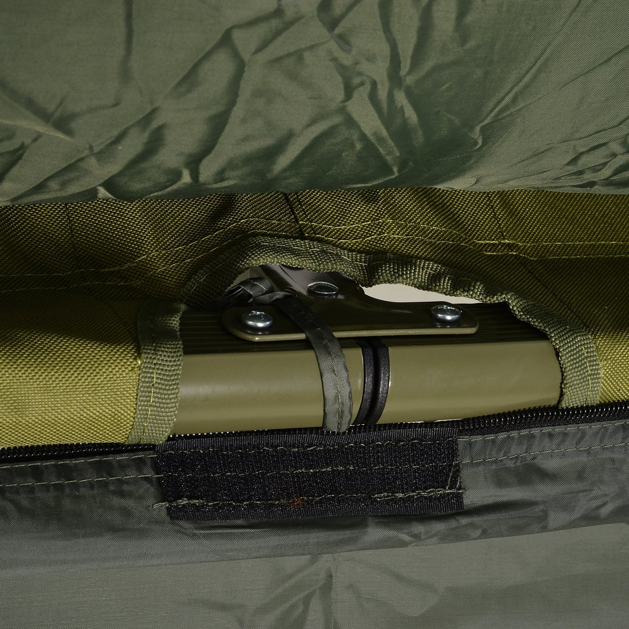 Kampeerbed met matras slaapzak tent groen opvouwbaar 193x78x118 cm