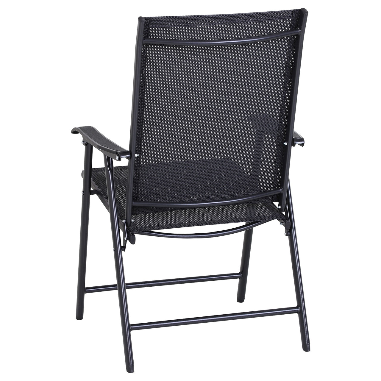 Set van 2 zwarte inklapbare tuinstoelen met armleuning – ideaal voor tuin en camping
