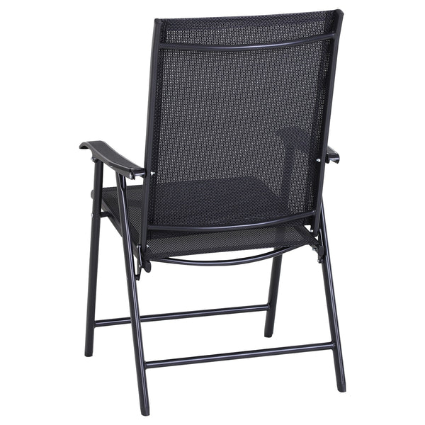 Set van 2 zwarte inklapbare tuinstoelen met armleuning – ideaal voor tuin en camping