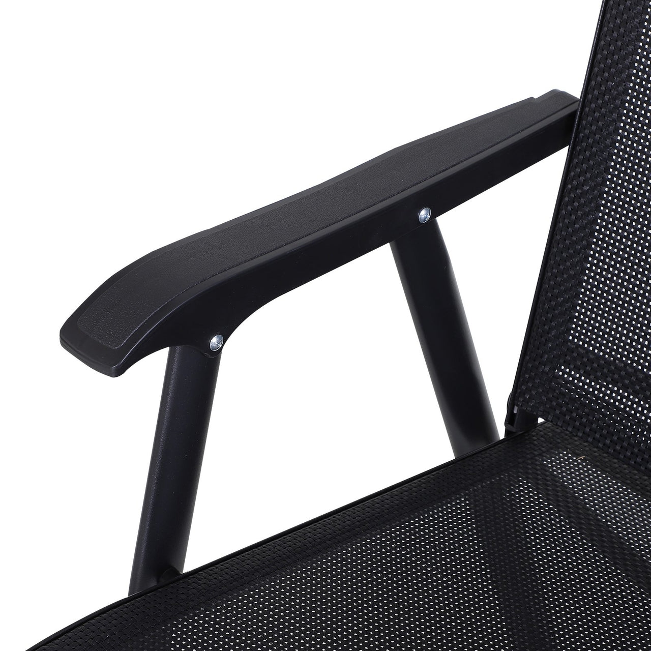 Set van 2 zwarte inklapbare tuinstoelen met armleuning – ideaal voor tuin en camping