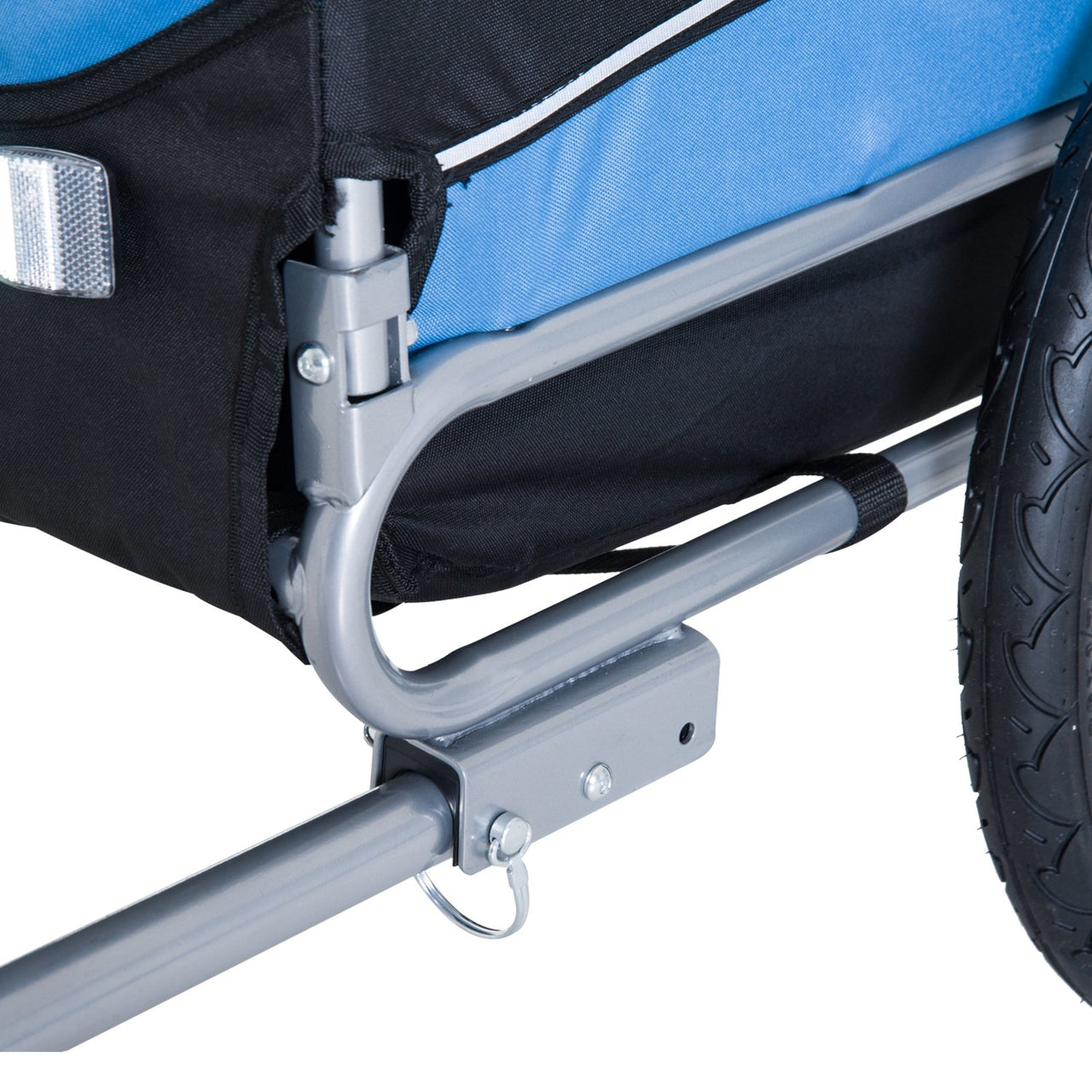 Blauw-zwarte hondenfietskar 130x90x110 cm – opvouwbaar met muggengaas en stalen frame