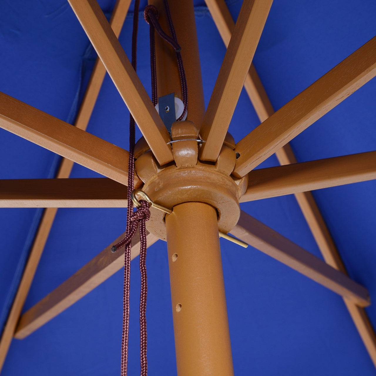 Blauwe balkon parasol 300x245 cm – knikbaar met UV-bescherming